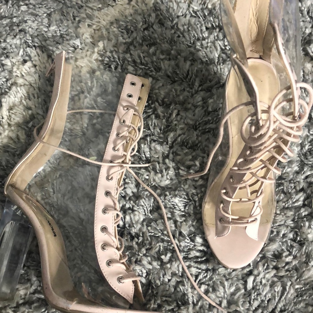 Clear open toe heels
